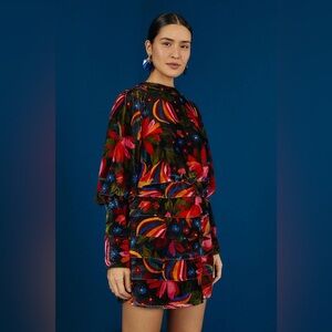 FARM Rio Floral Velvet Mini Dress